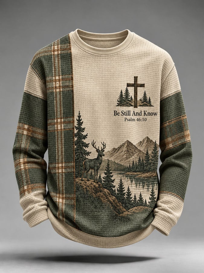 Men's Be Still And Know Psalm 46:10 Printed Waffle-Knit Top